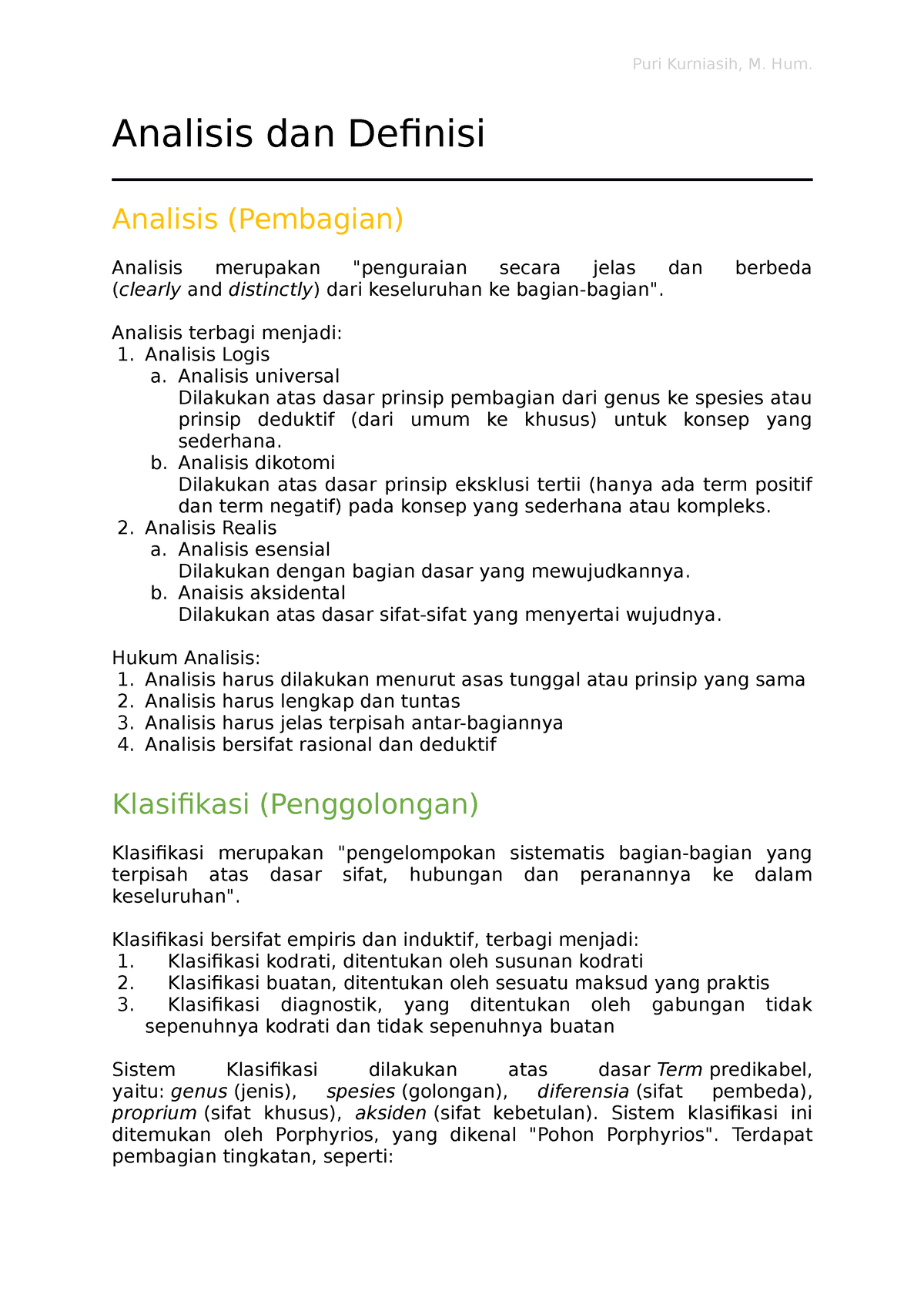 Materi Inisiasi 3 Analisis Dan Definisi - Puri Kurniasih, M. Hum ...