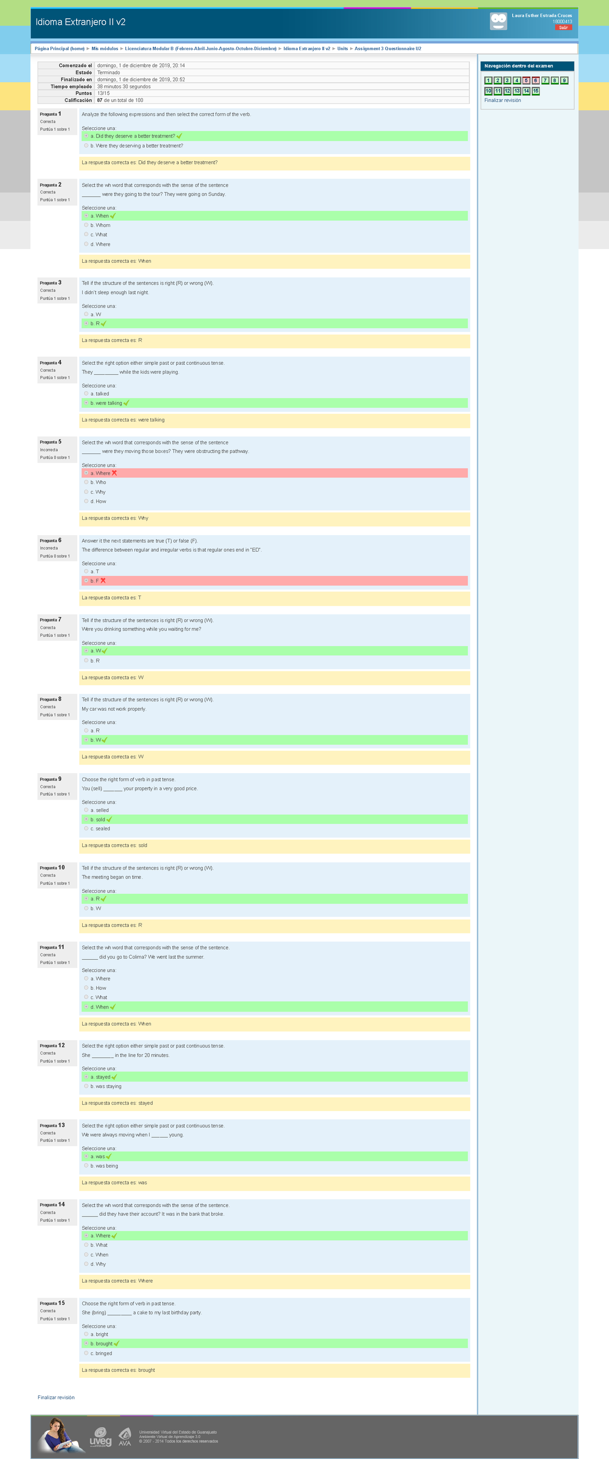 assignment 3 questionnaire u2 idioma extranjero ii