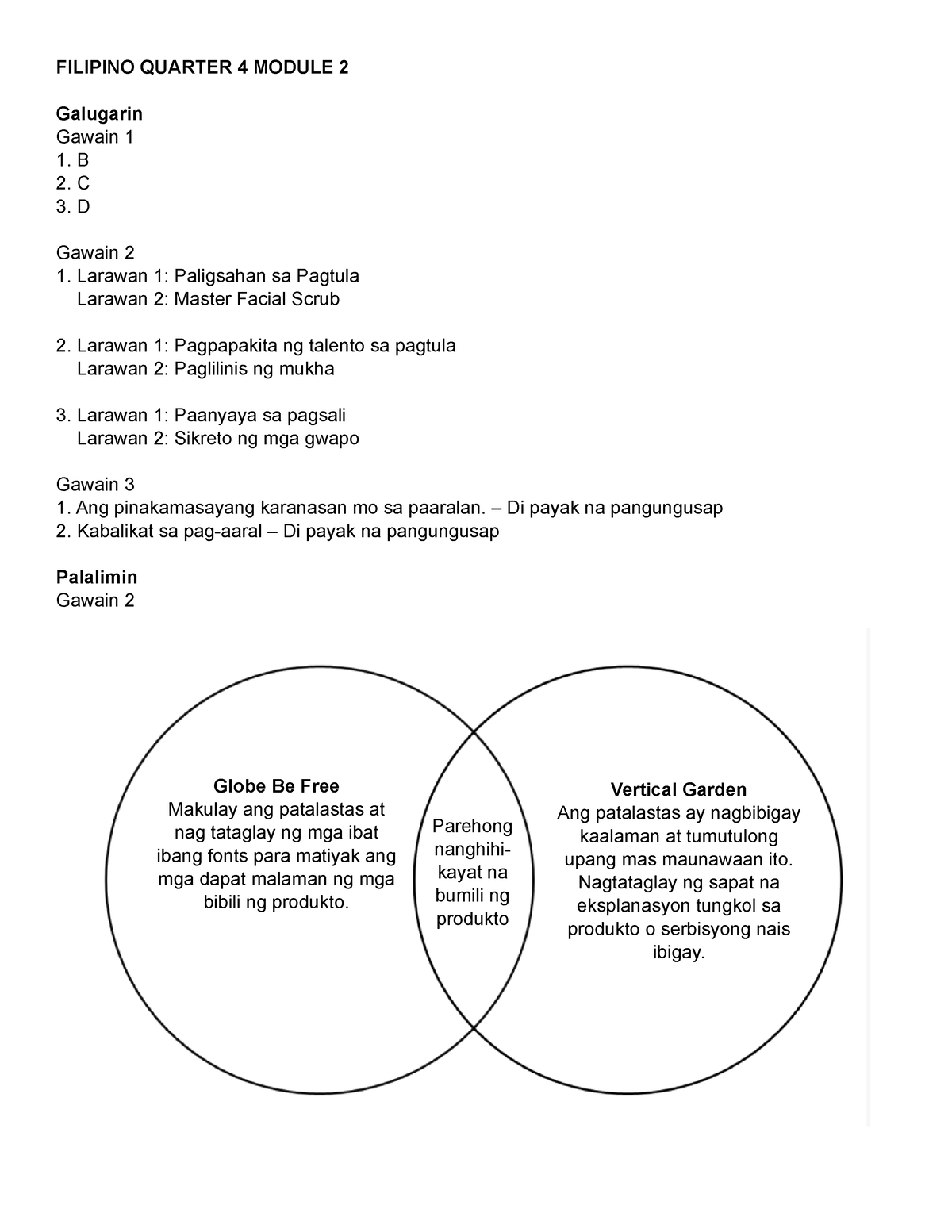 Filipinio Quarter 4 Module 2 - FILIPINO QUARTER 4 MODULE 2 Galugarin ...