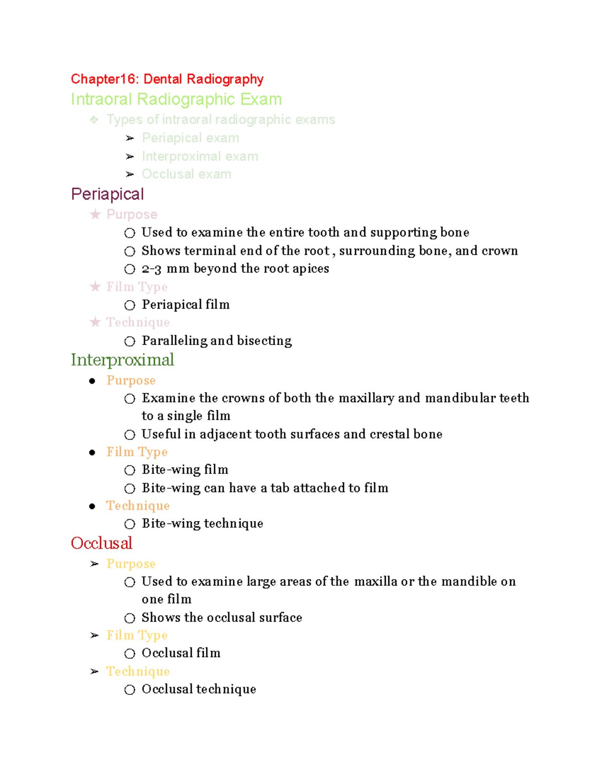 Chapter 16 Dental Radiography Chapter16 Dental Radiography Intraoral