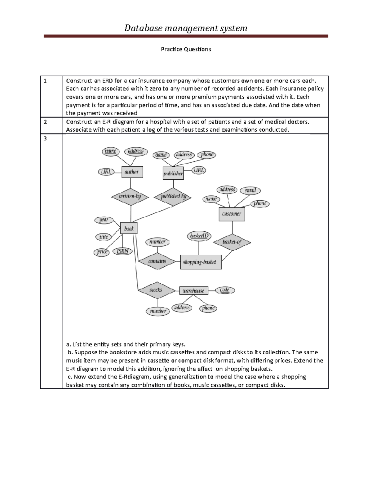 Practice Questions for remedial lectures - StuDocu