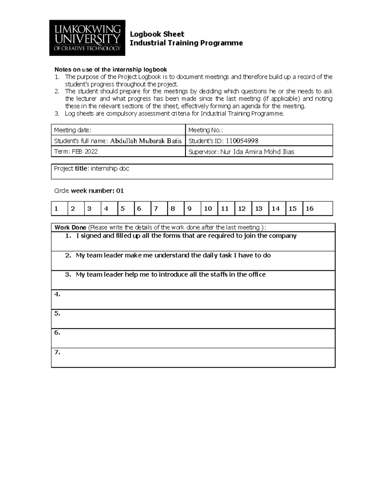 Appendix 1-Log Book - he purpose of the Project Logbook is to document ...