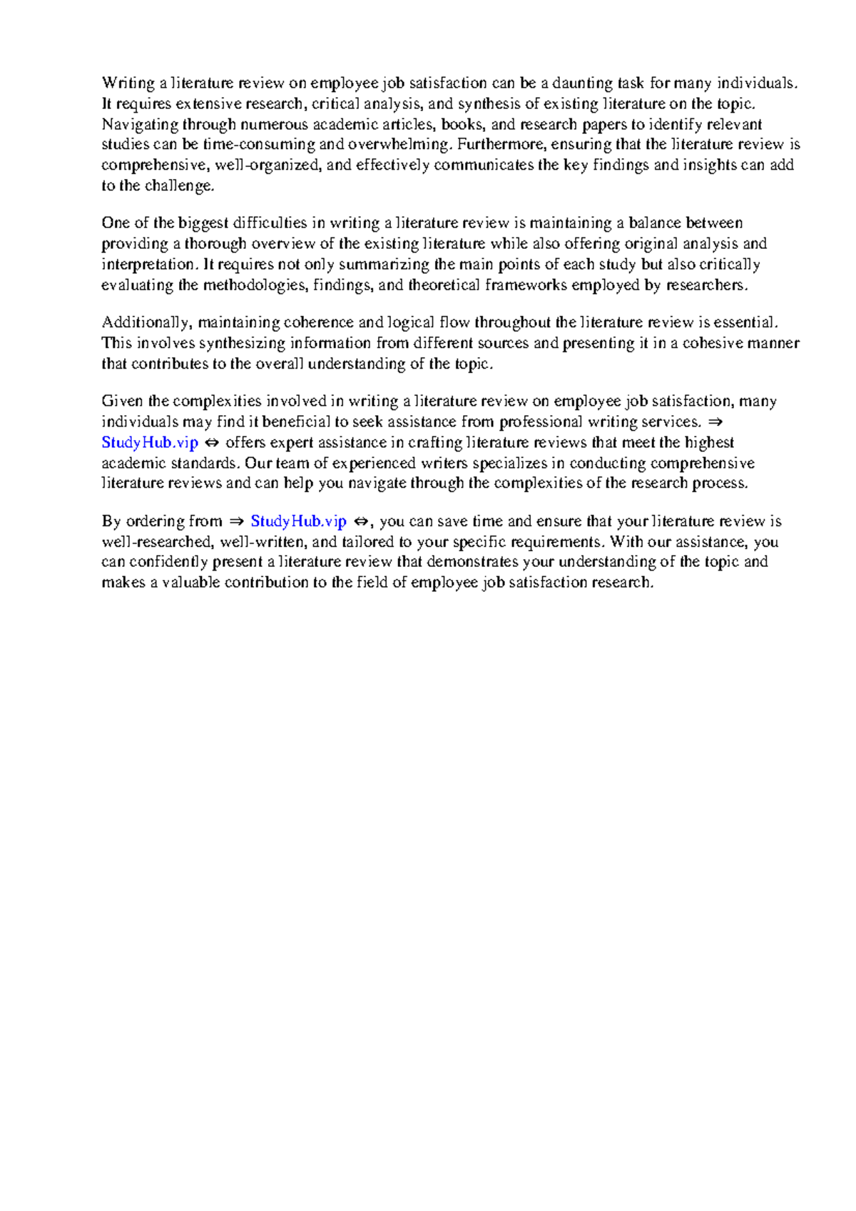 Literature Review On Employee Job Satisfaction Pdf - Writing a ...
