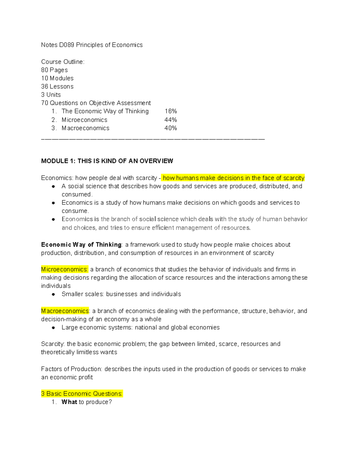 Notes D089 Principles Of Economics - The Economic Way Of Thinking 16% 2 ...