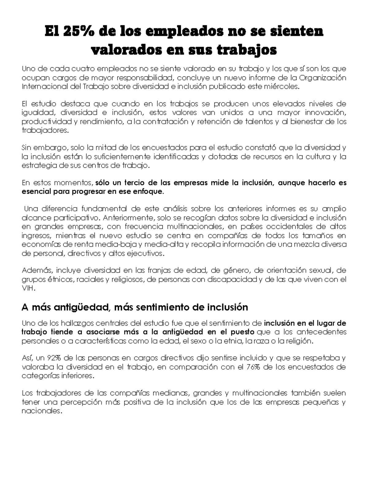 Noticias 100tifikas - salu2 - El 25% de los empleados no se sienten ...