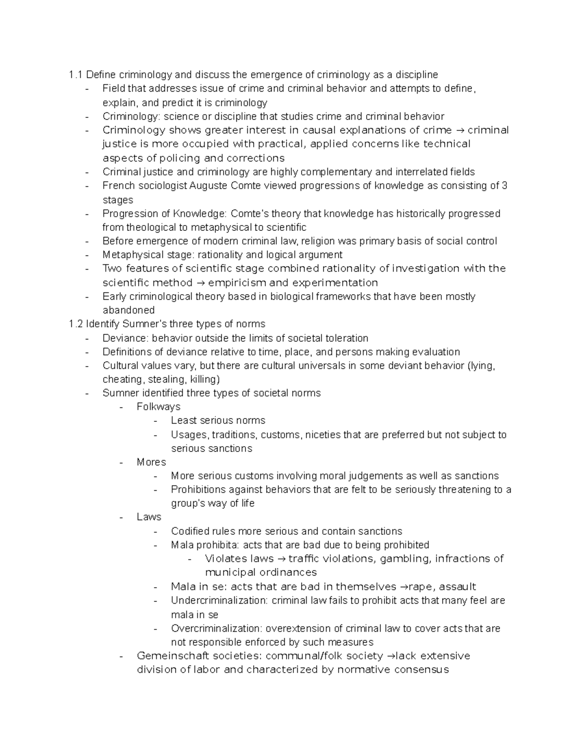 Criminology Ch. 1 - Summary notes and key concepts of Chapter 1 from ...