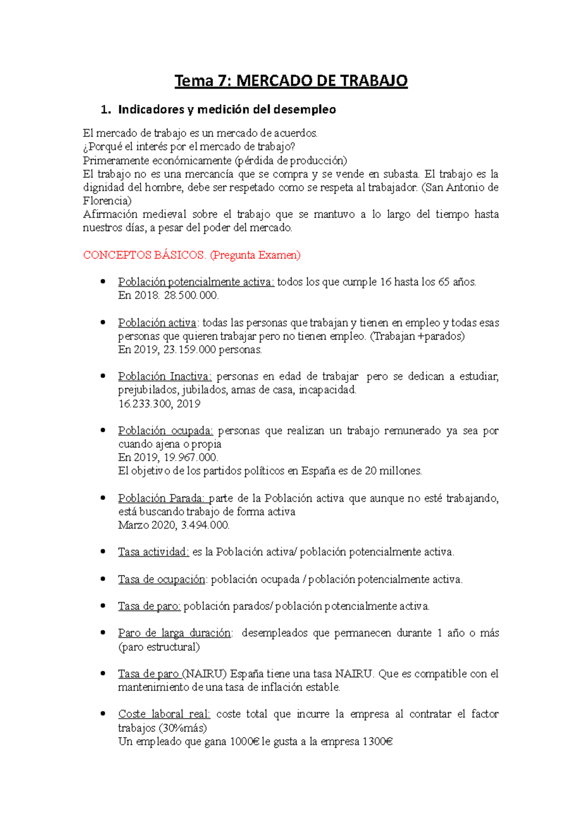 Tema 7 Economia - Tema 7 Resumenes - Tema 7: MERCADO DE TRABAJO 1 ...