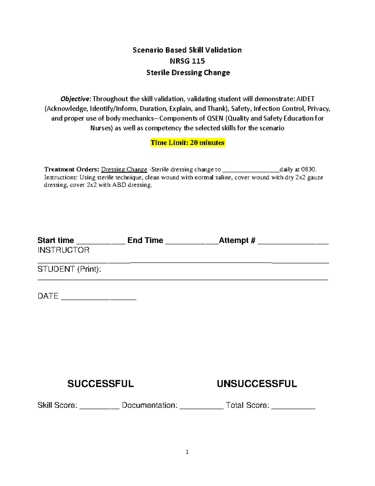 Sterile Dressing Change Procedure Studocu