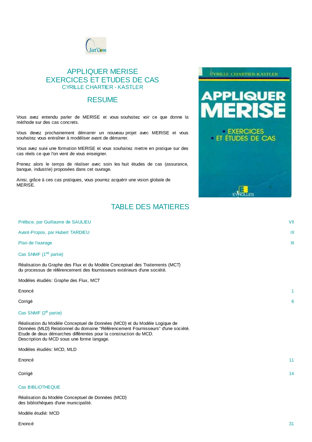 Appliquer Merise Exercices ET Etudes DE - APPLIQUER MERISE EXERCICES ET ...