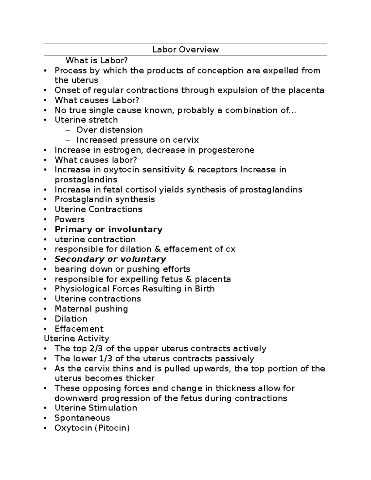 Labor Overview 1 - Labor Overview What is Labor? Process by which the ...