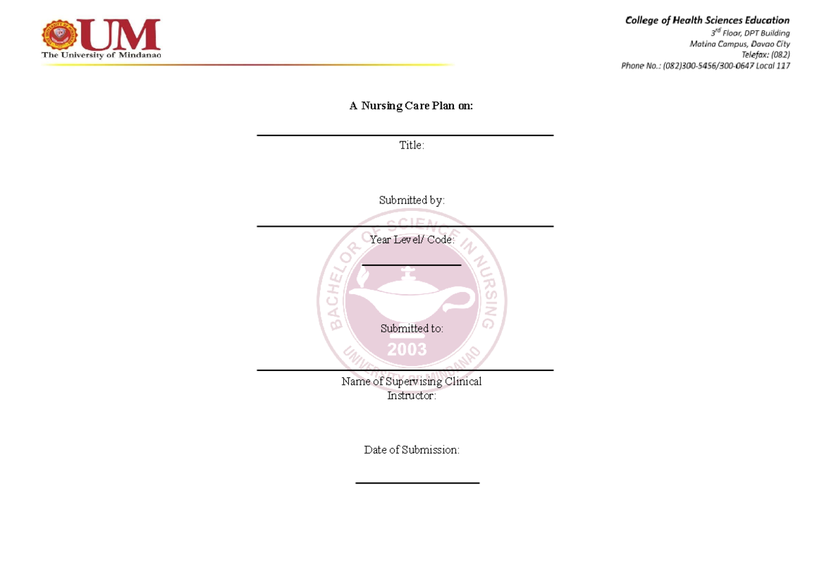 NCP-Template - nursing care plan for nursing students - A Nursing Care ...