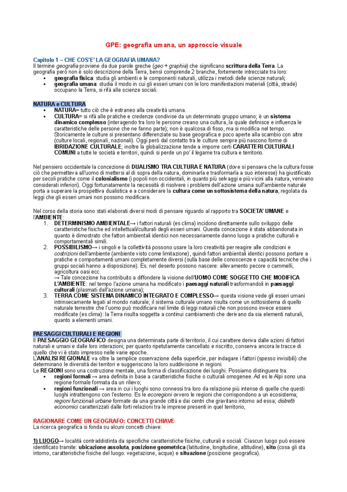Un Approccio Visuale Geografia Umana
