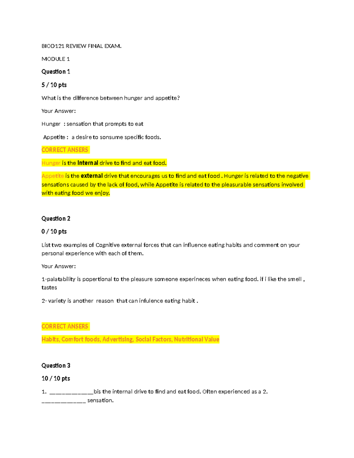 Nuteition Final EXAM nutrition testbank BIOD121 REVIEW FINAL EXAM