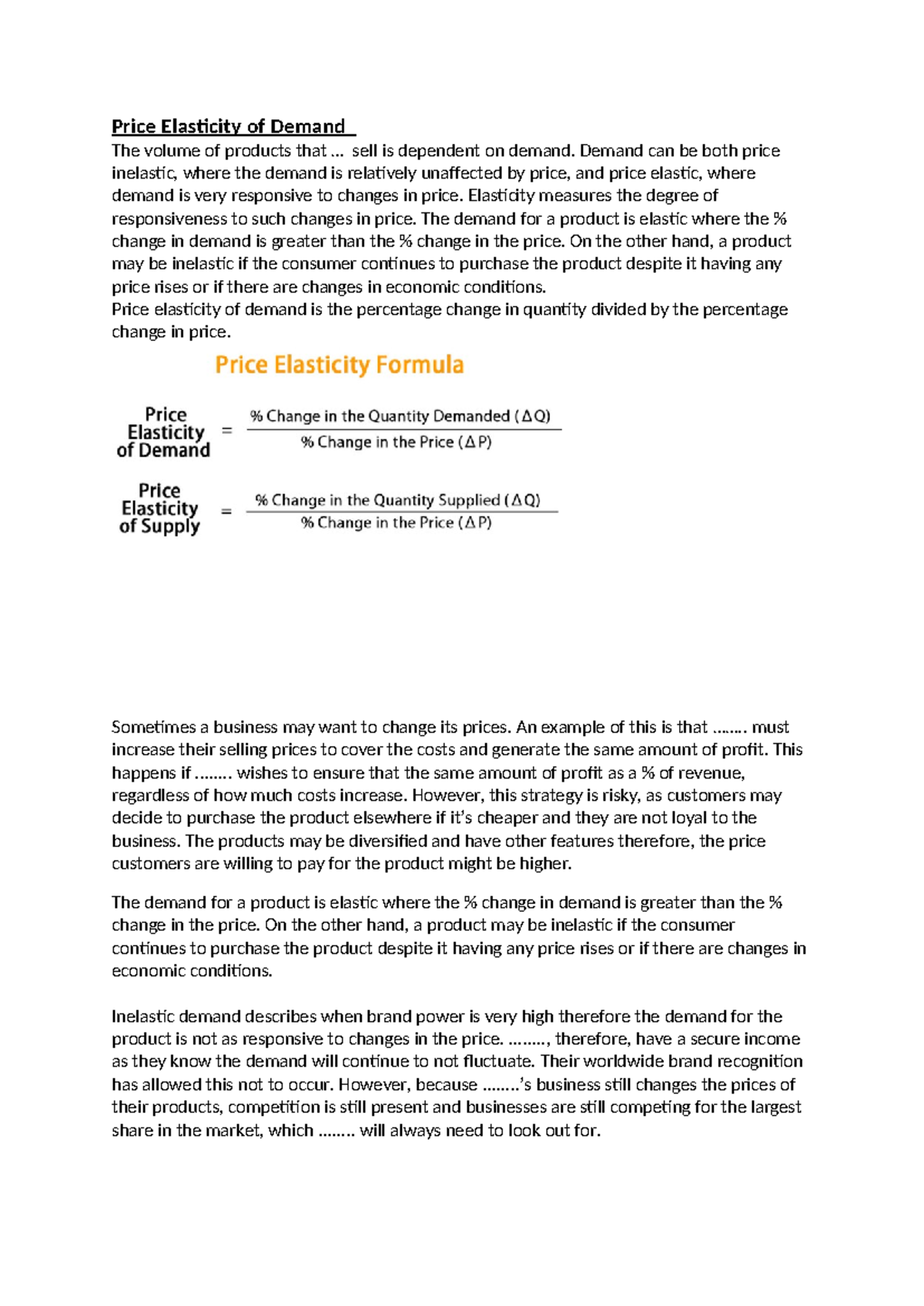 PED and Market structures theory to add to your work - Price Elasticity ...