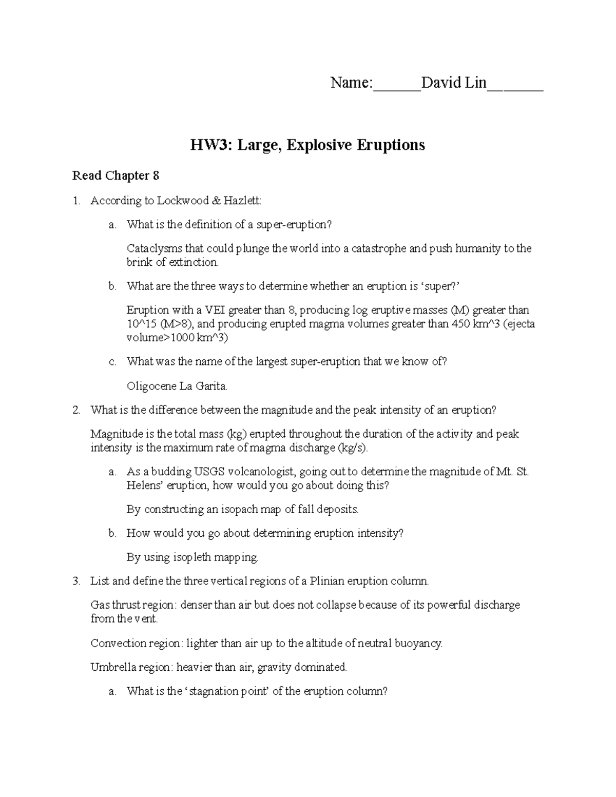 HW3 Large Explosive Eruptions NameDavid Lin_ HW3 Large, Explosive