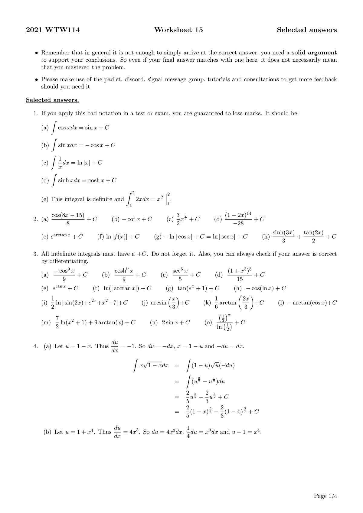 Worksheet 15 - selected answers - 2021 WTW114 Worksheet 15 Selected ...