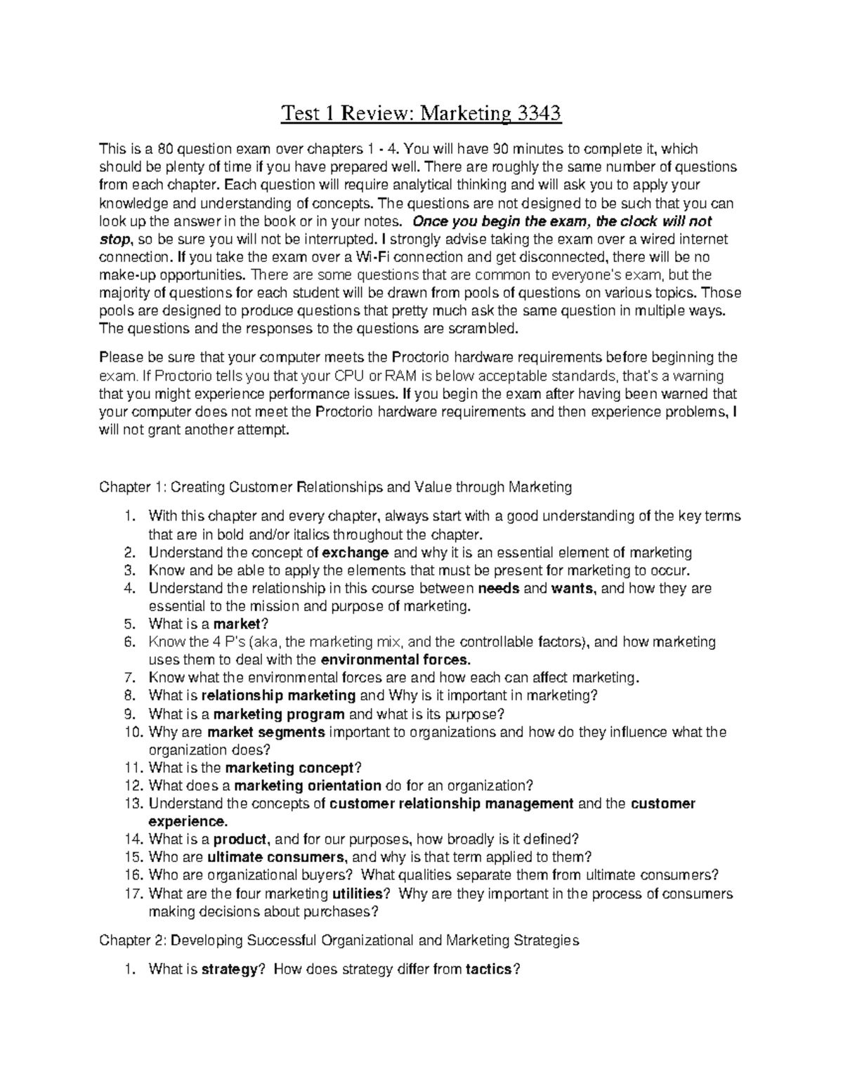 Test+1+Review+ - Bio 1310 - Test 1 Review: Marketing 3343 This is a 80 ...