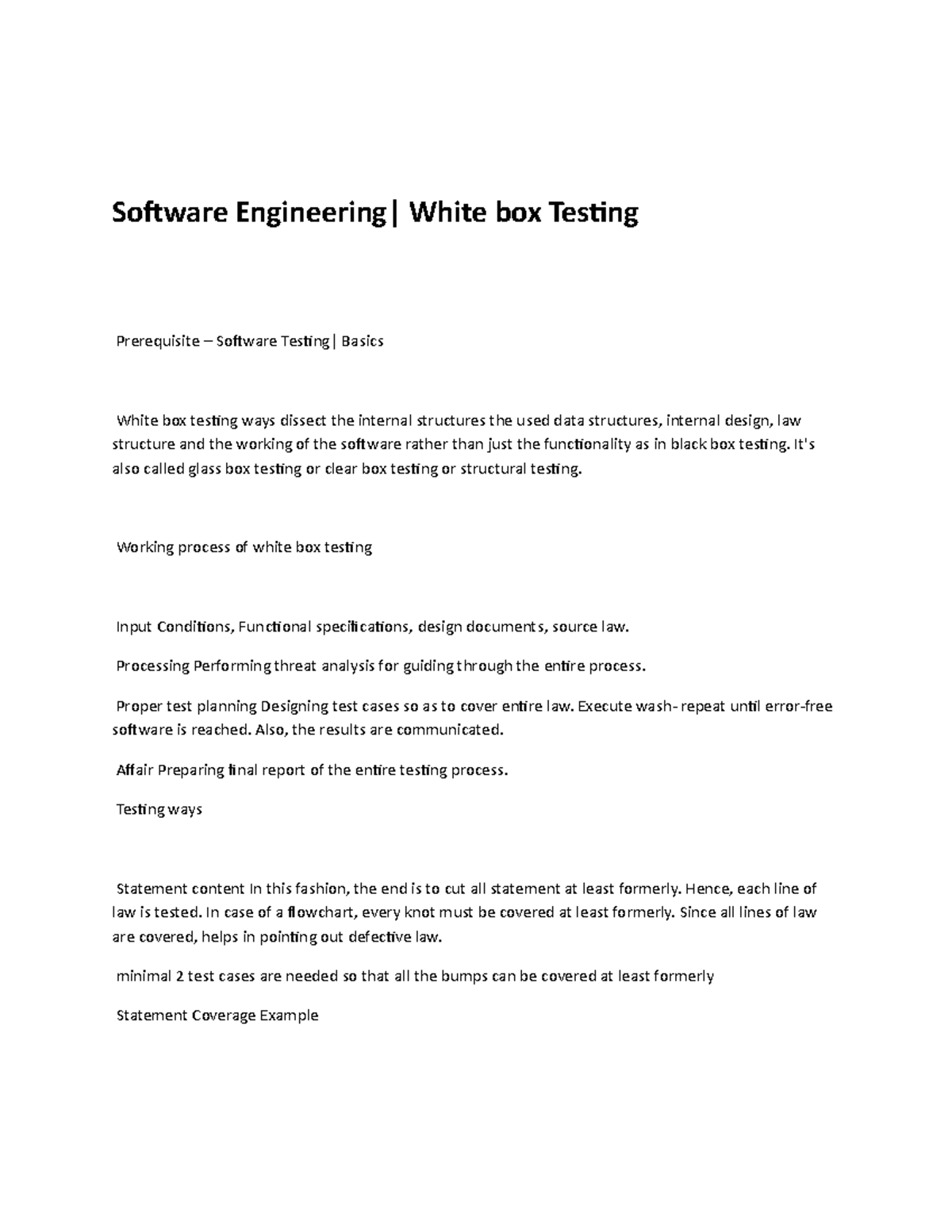 Software Engineering White box Testing Software Engineering White