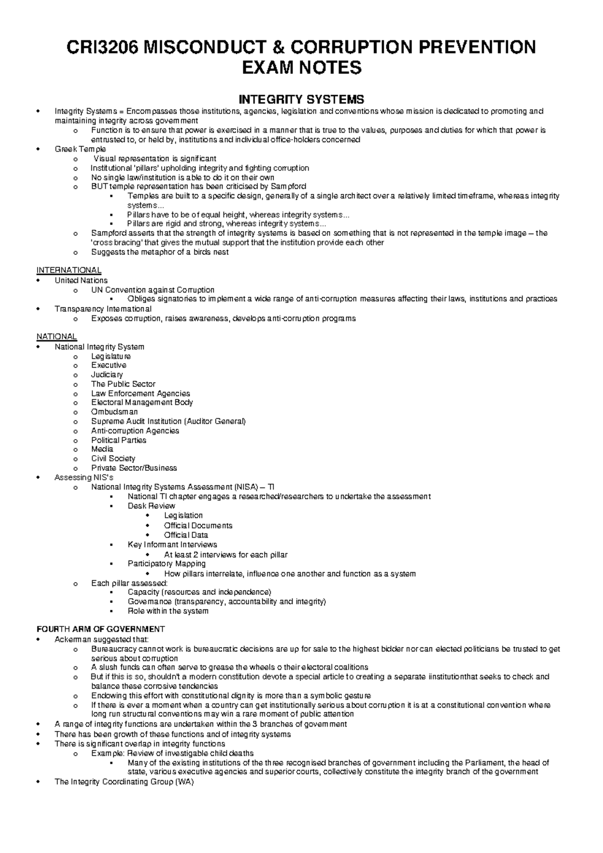 CRI3206 Misconduct & Corruption EXAM Notes - CRI3206 MISCONDUCT ...