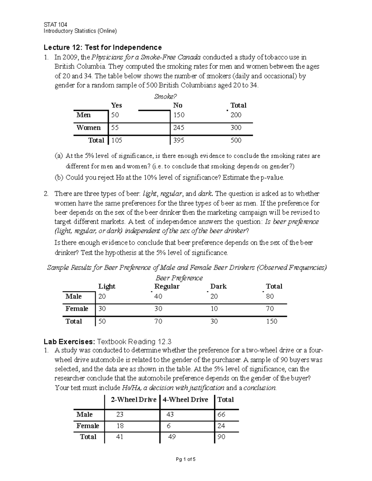 Lecture 12 STAT104 - Statistics (Business) Introduction - Online Class ...