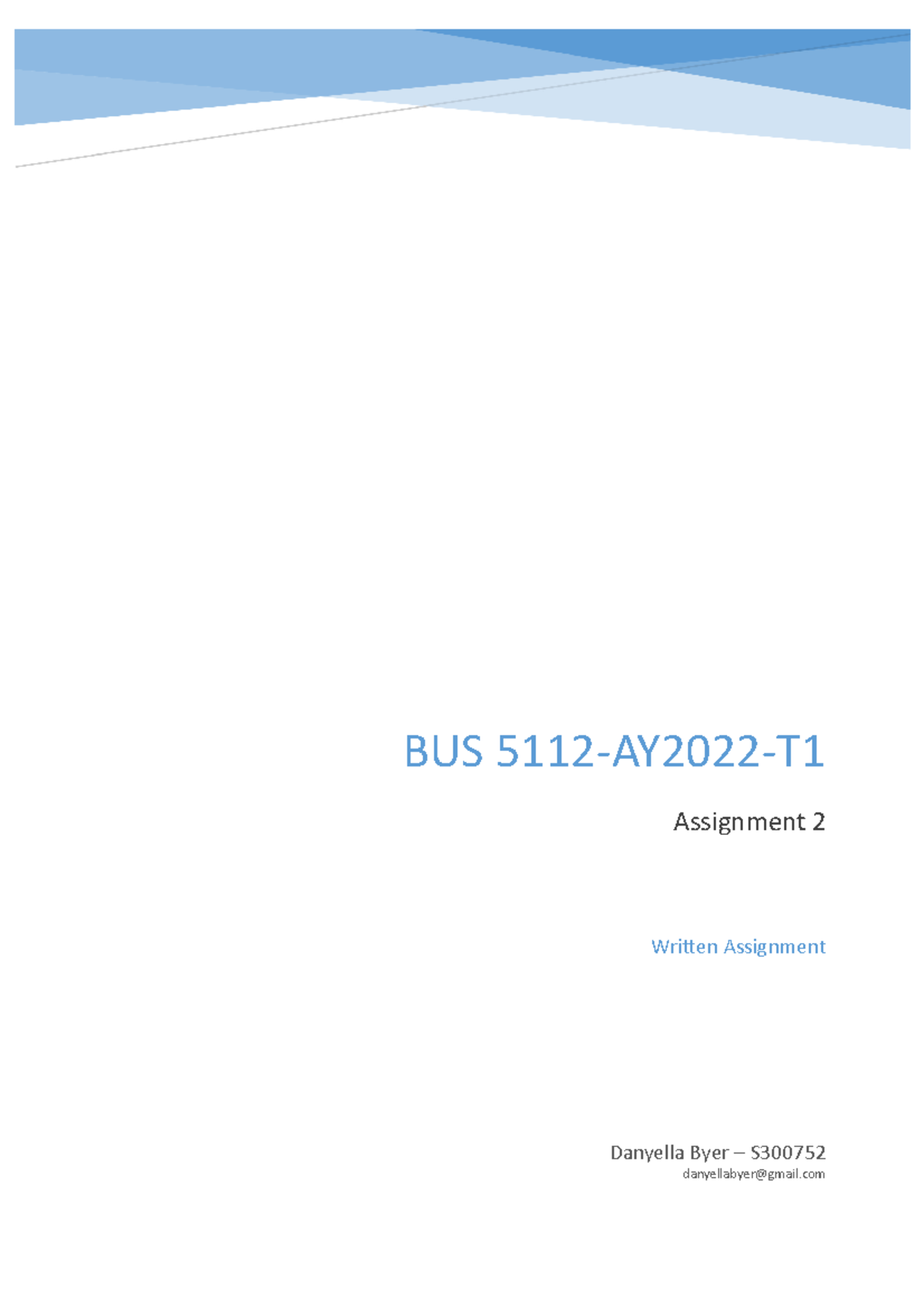 BUS 5112 - Assignment 2 University of the People - Danyella Byer ...