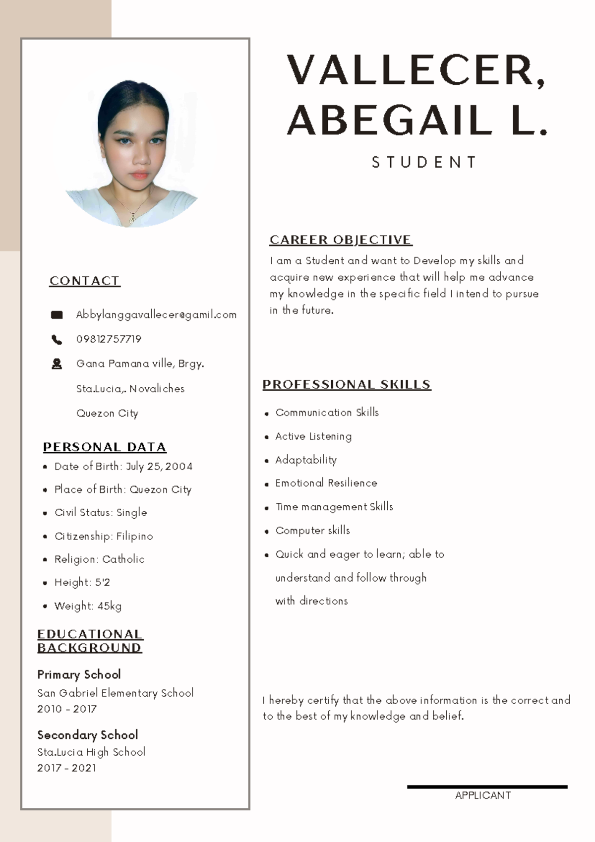 Neutral Professional Sales Representative Resume - Date of Birth: July ...