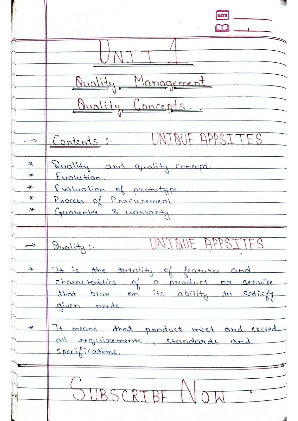 Quality Management Unit 1 Full Explanation Notes Unique App Sites - B ...