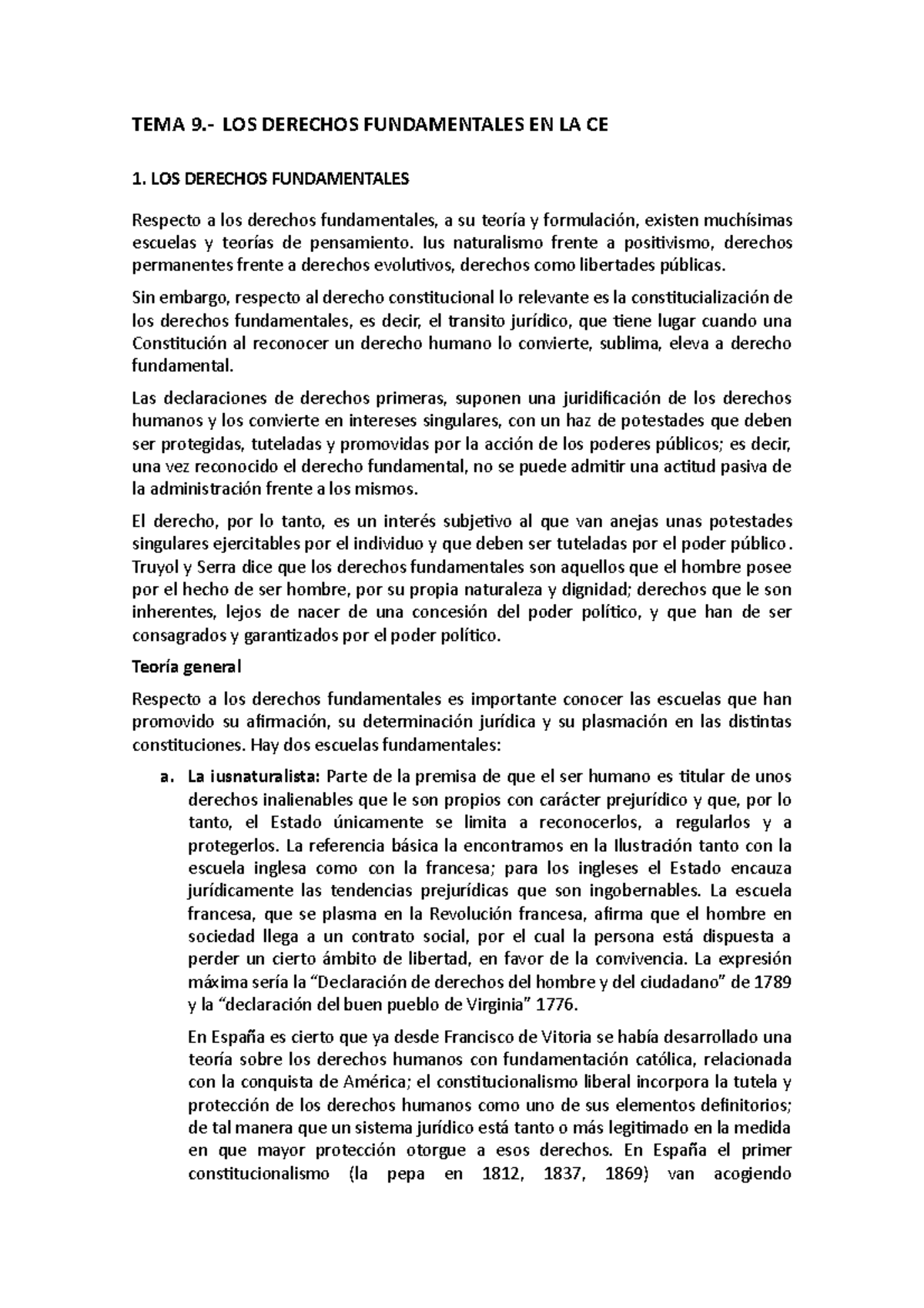 Tema 9 Bueno Tema 9 Los Derechos Fundamentales En La Ce 1 Los Derechos Fundamentales 2812