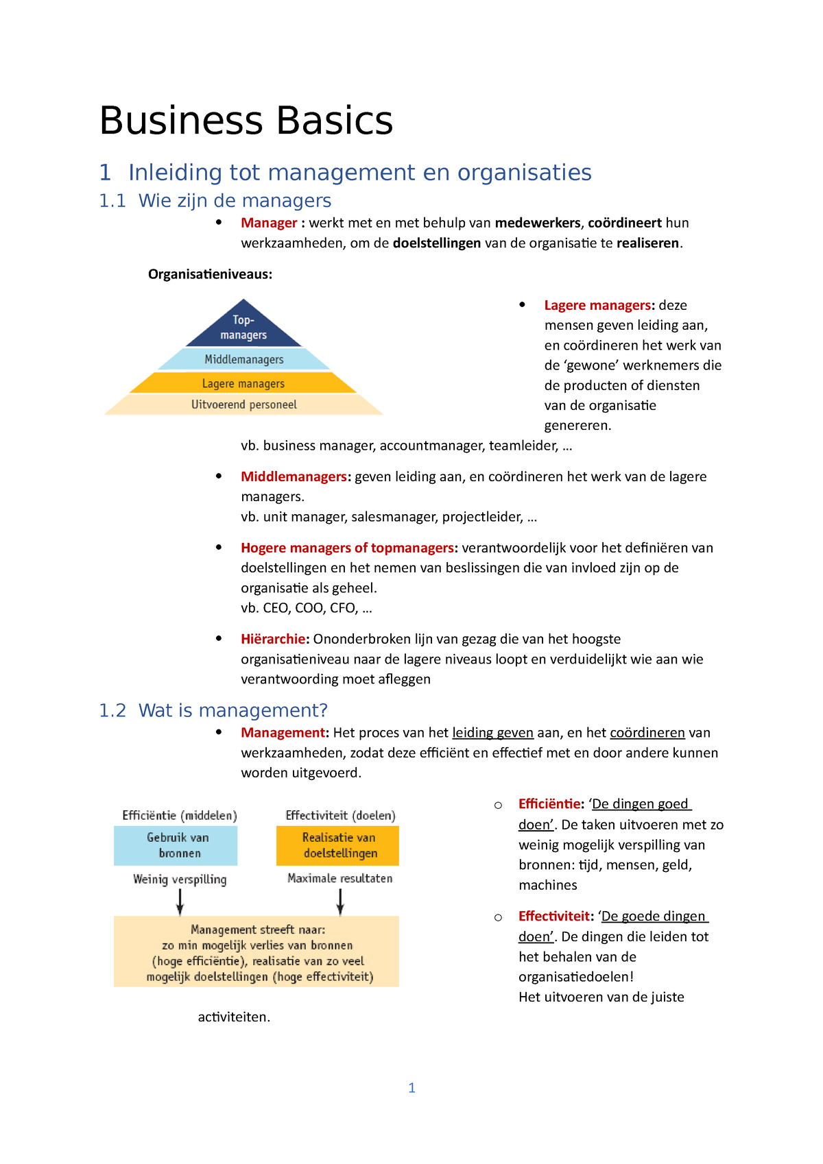 Business Basics Samenvatting Van Cursus Business Basics 1 Inleiding