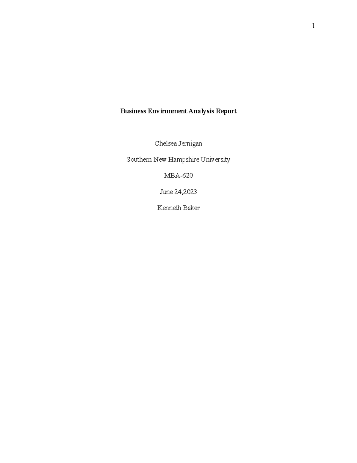 4 2 Report Module 4 Assignment Business Environment Analysis Report Chelsea Jernigan 4 2 Report Module 4 Assignment Business Environment Analysis Report Chelsea Jernigan