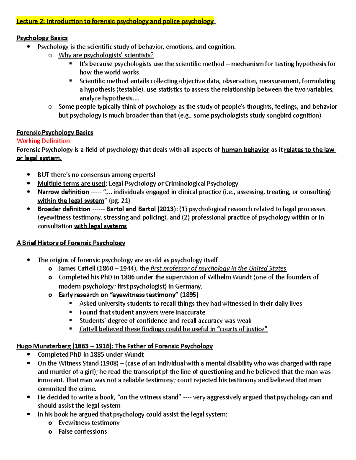 PSYC39 Lecture Notes - PSYC39 - U of T - Studocu