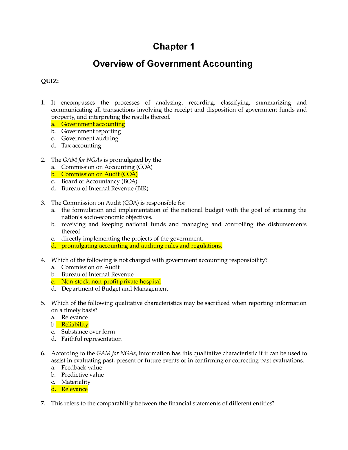 Government And Not For Profit Accounting Test Bank Chapter 4
