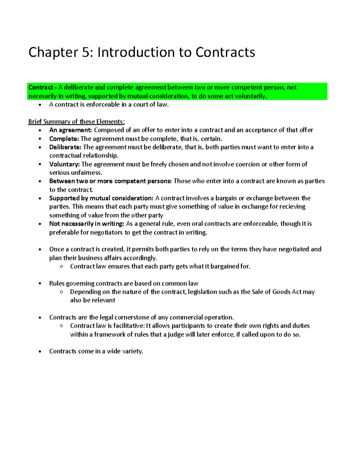 Chapter 5 Introduction To Contracts Chapter 5 Introduction To Contracts Contract A Chapter 5 Introduction To Contracts Chapter 5 Introduction To Contracts Contract A