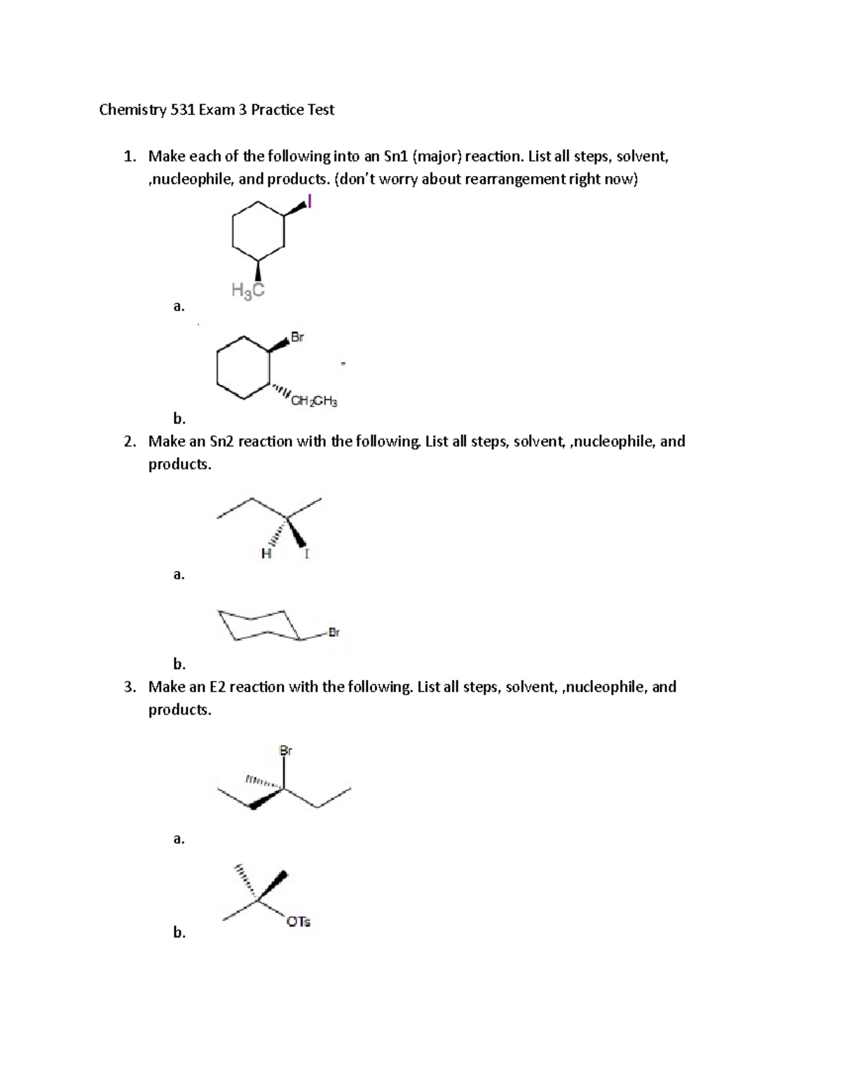 Chemistry 531 Exam 3 Practice - Chemistry 531 Exam 3 Practice Test 1 ...