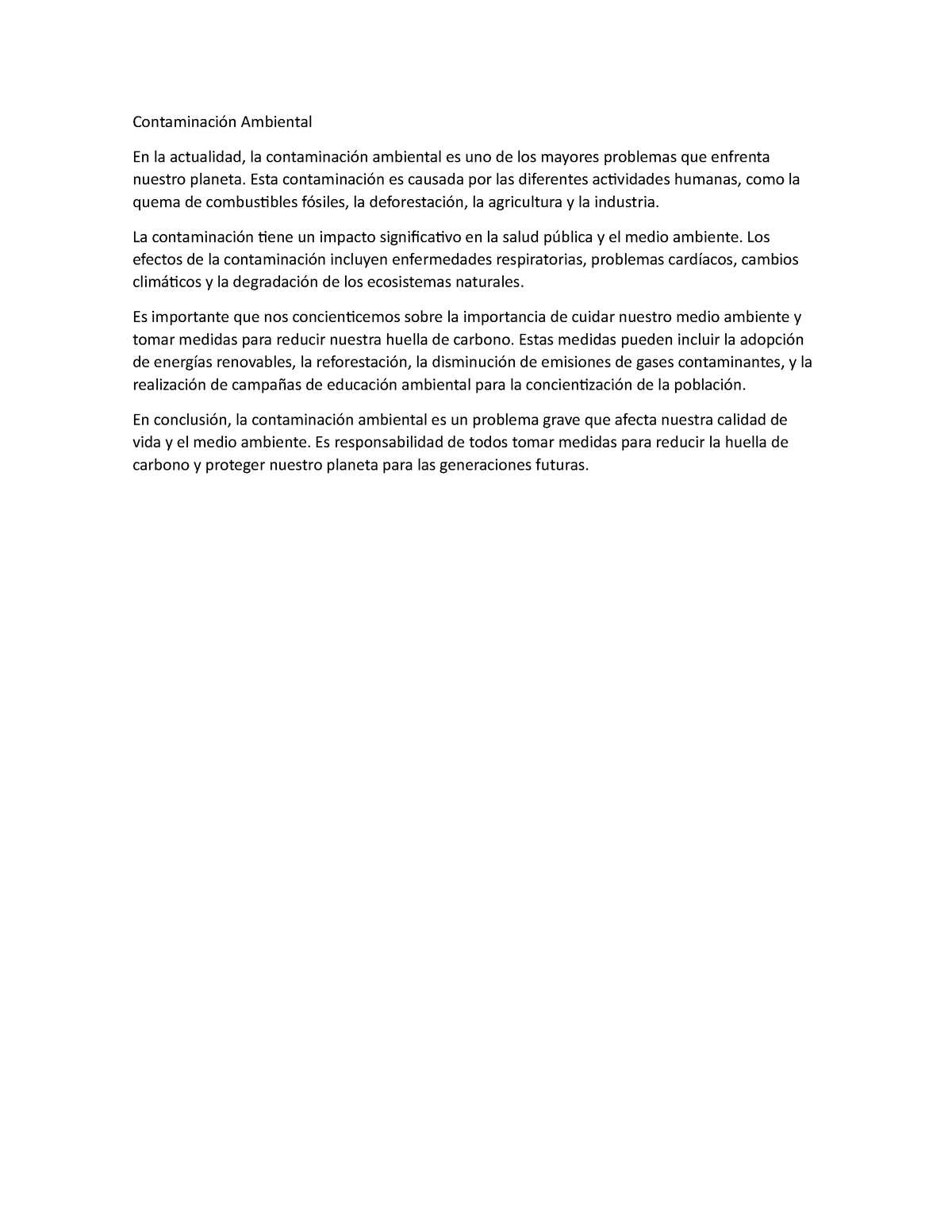 Texto Informativo Argumentativo Contaminación Ambiental En La Actualidad La Contaminación 0234