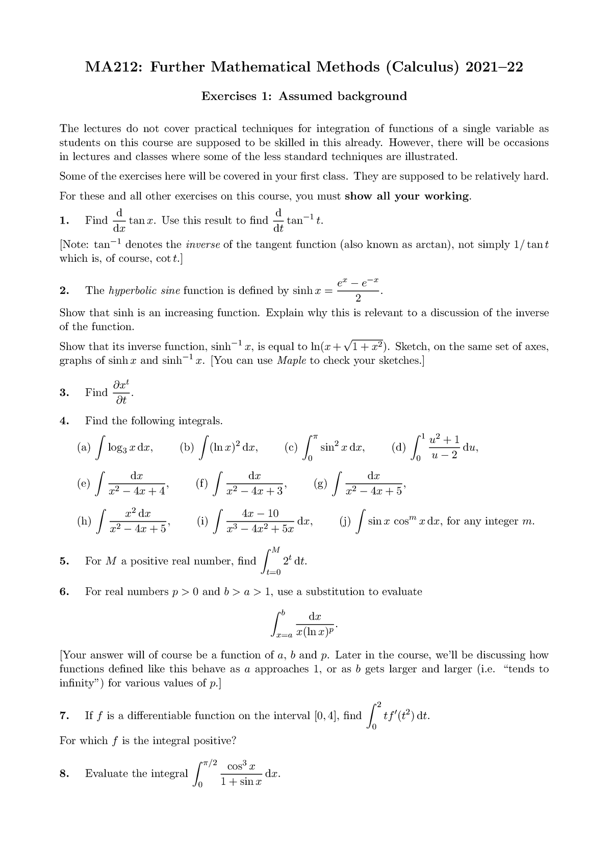 MT Exercise 1 Questions (all) - MA212 - London School Of Economics ...