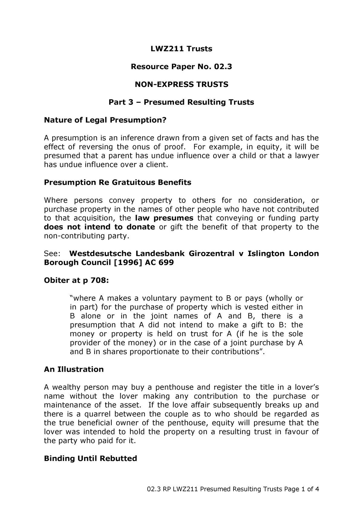 LWZ211_Presumed_Resulting_Trusts - LWZ211 Trusts Resource Paper No. 02 ...