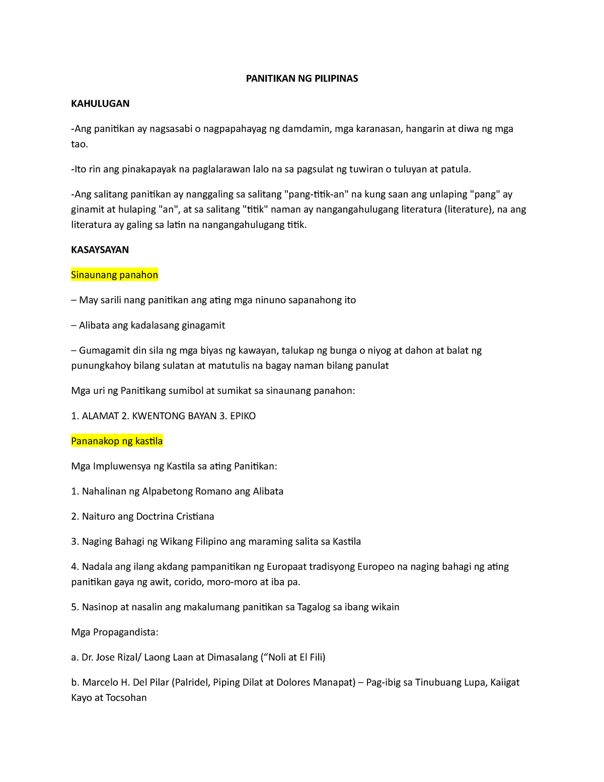 Panitikan Ng Pilipinas(1st Report) - PANITIKAN NG PILIPINAS KAHULUGAN ...