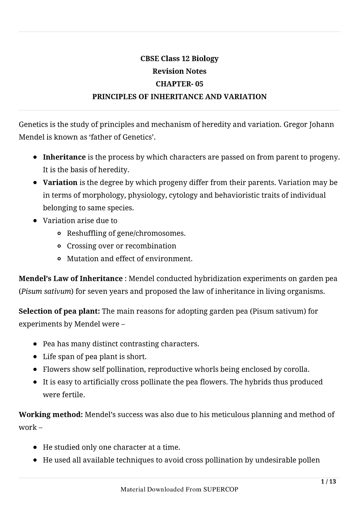 Bio 5 - NCERT PLUS TWO BIOLOGY LECTURE NOTES - **1 / ** CBSE Class 12 ...