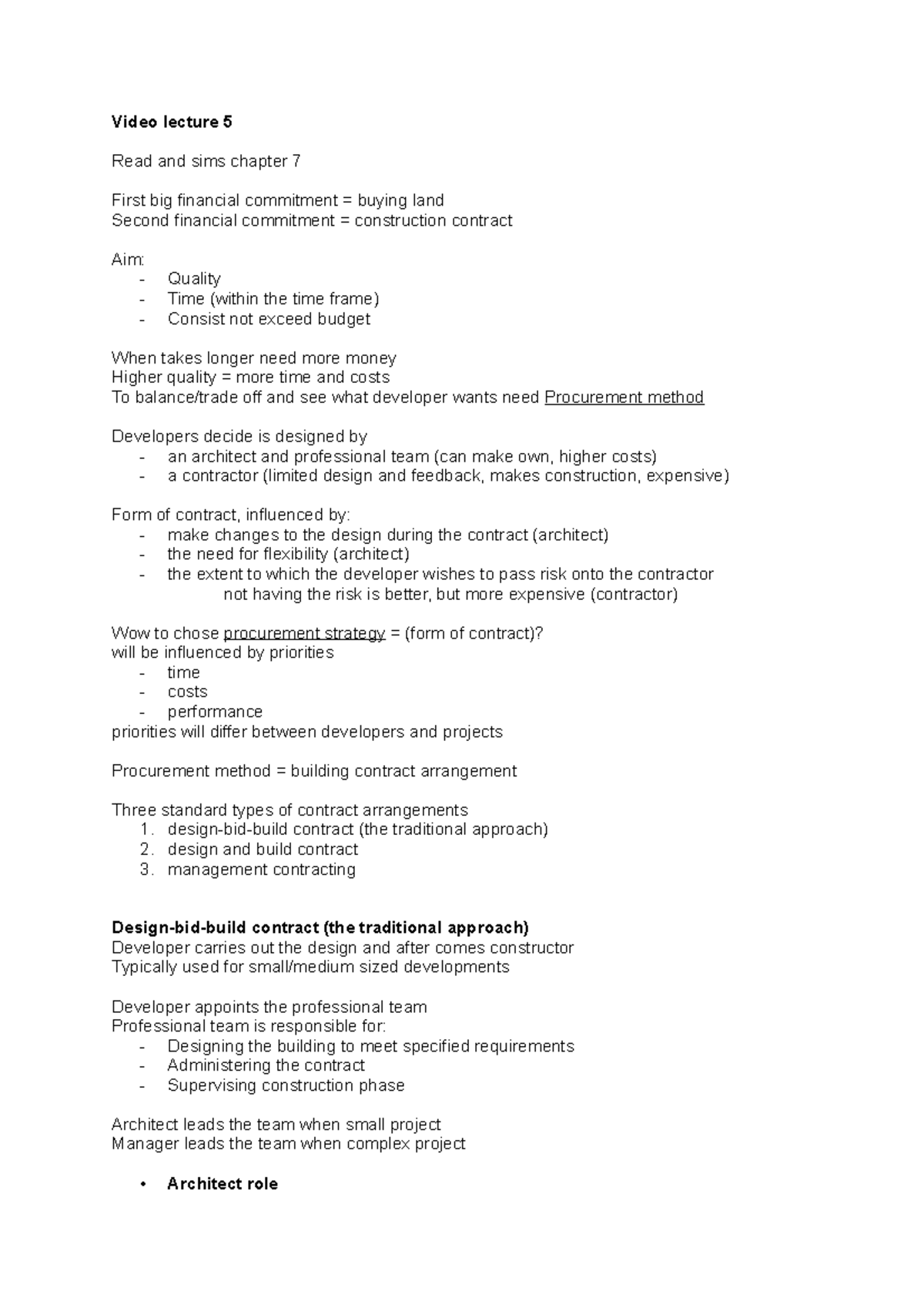 7U4X0 Real estate Lecture 5 Real Estate, Urban Development and