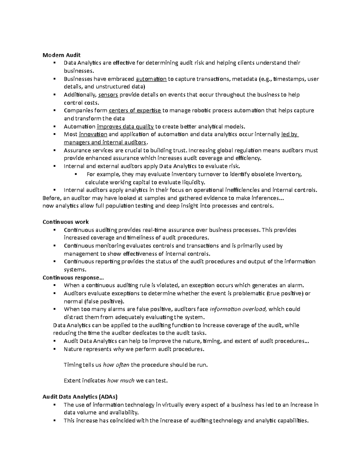exam 3 study guide chapter 5-9 - Modern Audit § Data Analytics are ...