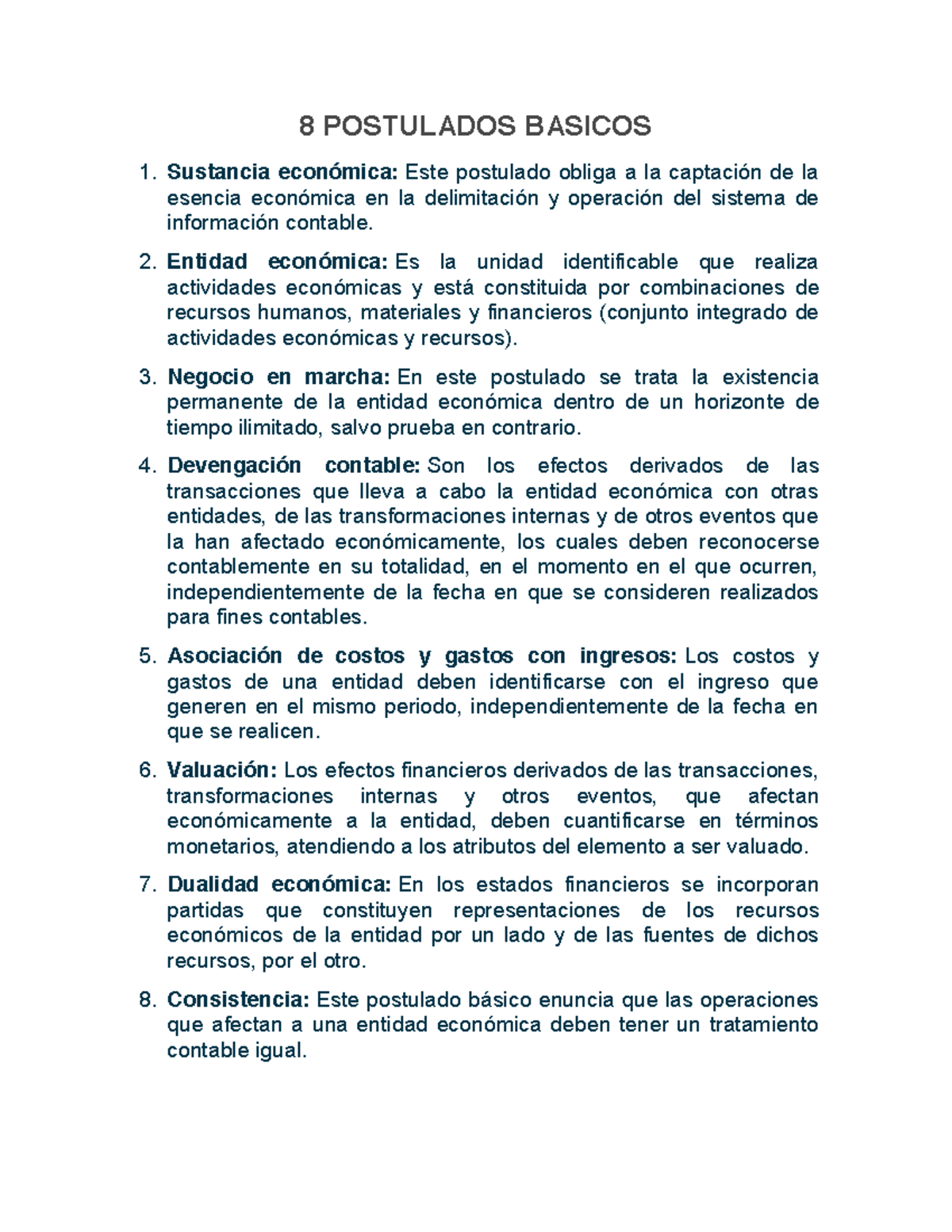 8 postulados básicos UANL Contabilidad Financiera UVM Studocu