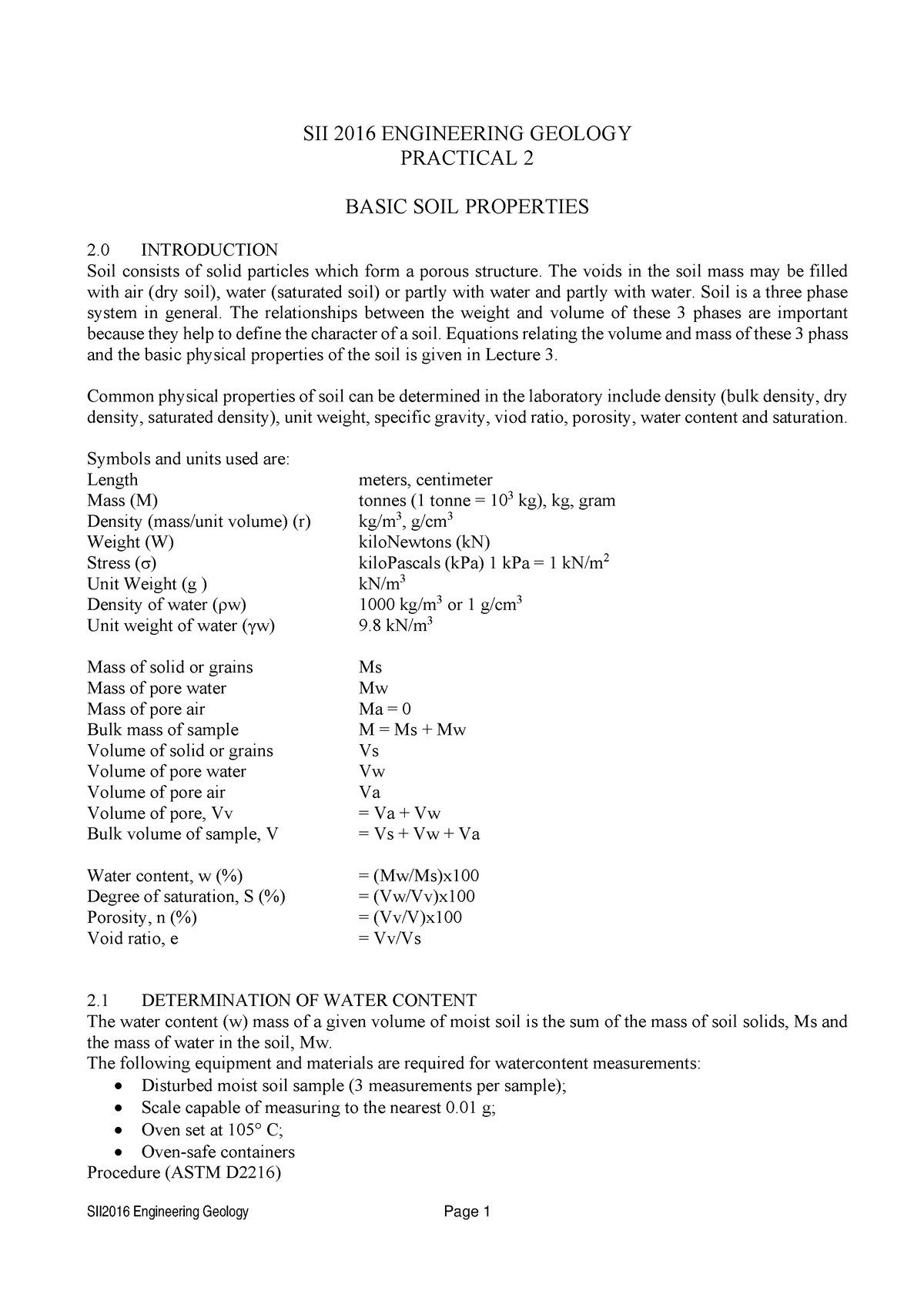 SII2016 Practical 2 - SII 2016 ENGINEERING GEOLOGY PRACTICAL 2 BASIC ...