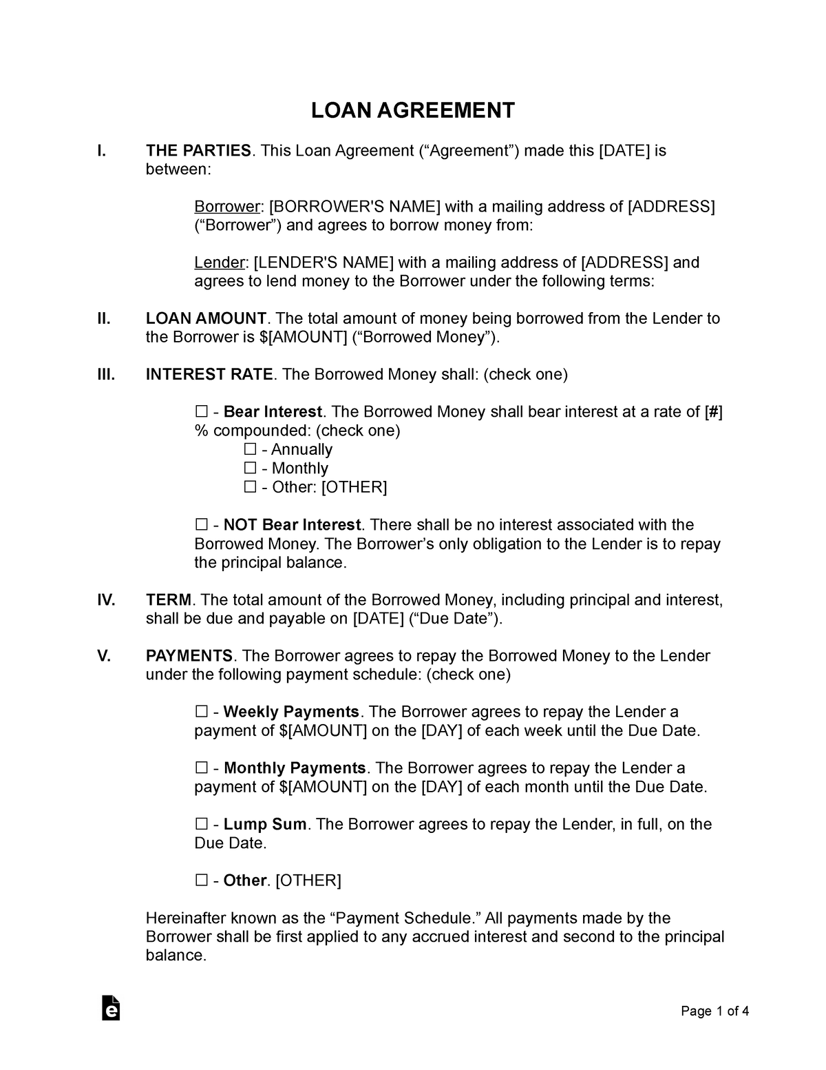 Loan-agreement-template - LOAN AGREEMENT I. THE PARTIES. This Loan ...