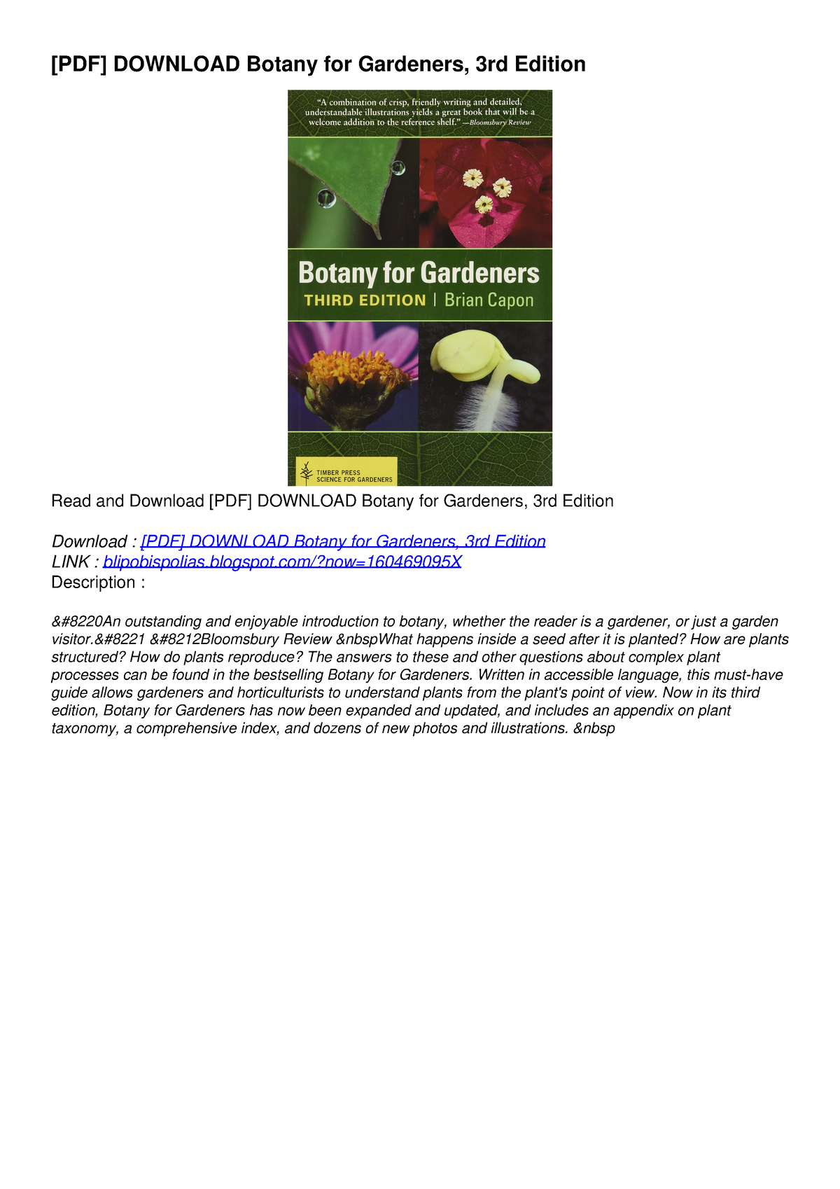 [PDF] DOWNLOAD Botany For Gardeners, 3rd Edition - Blogspot/?now ...