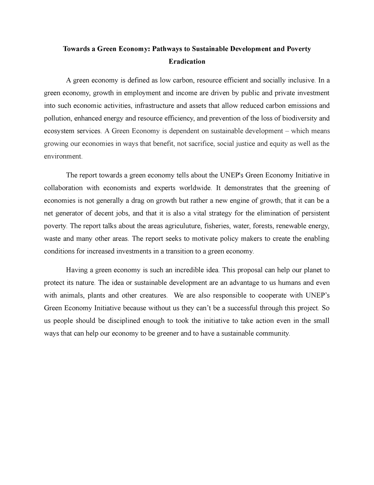 green economy essay upsc