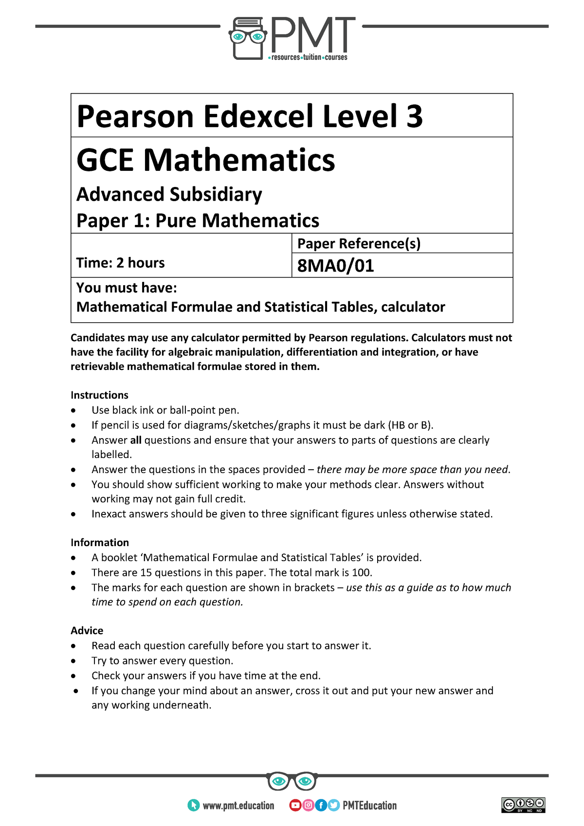 PMT Mock QP - PHYSICS AND MATHS TUTOR QUESTION PAPER EXAMPLE PDF ...