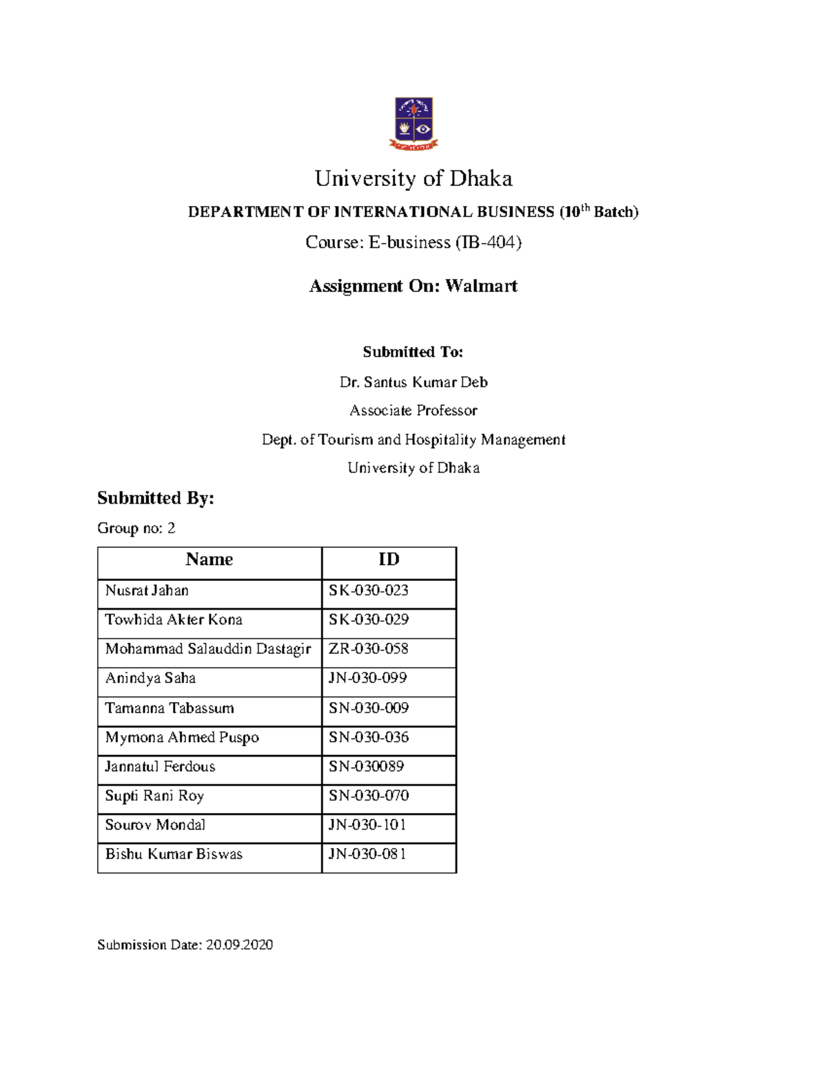 E business final report - University of Dhaka DEPARTMENT OF ...