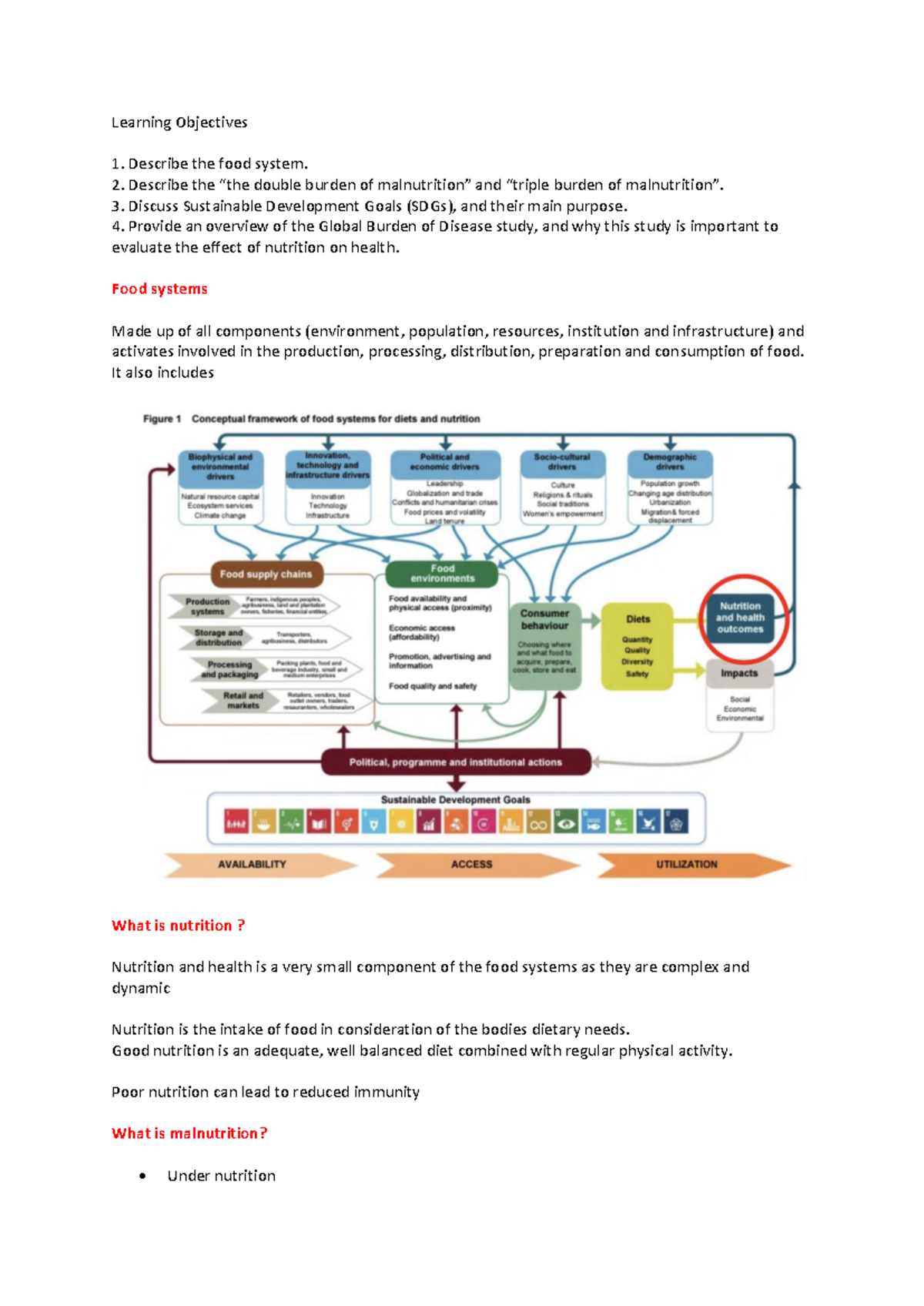 141 L1 notes - Learning Objectives 1. Describe the food system. 2 ...