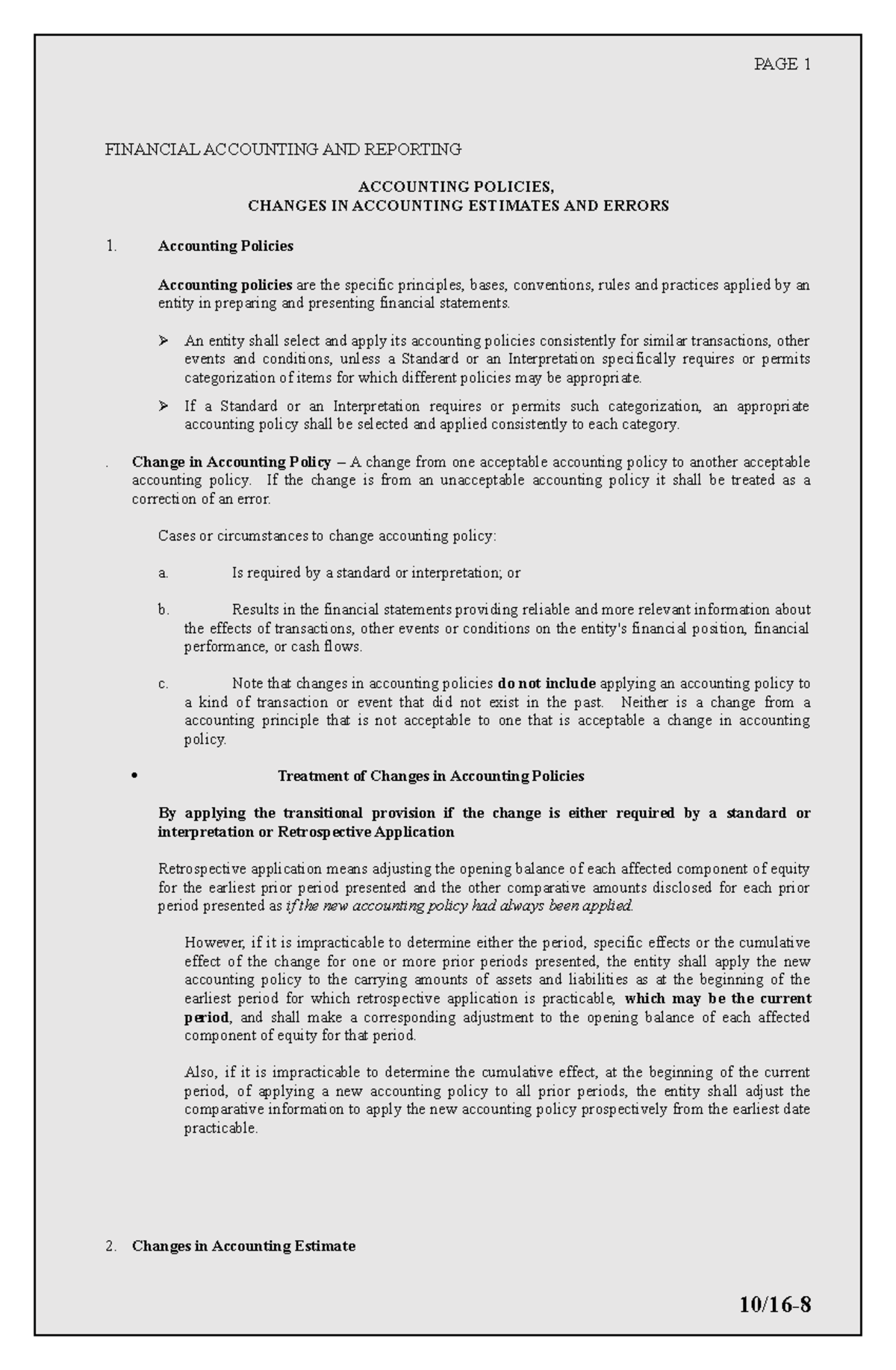 Accounting Policies, Changes IN Accounting Estimates AND Errors - Studocu